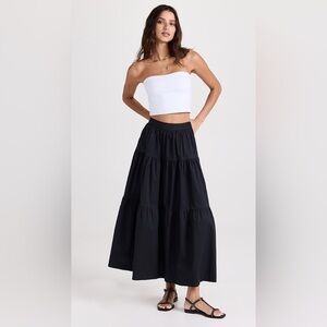 STAUD SEA TIERED NWOT COTTON POPLIN MIDI SKIRT SIZE 6